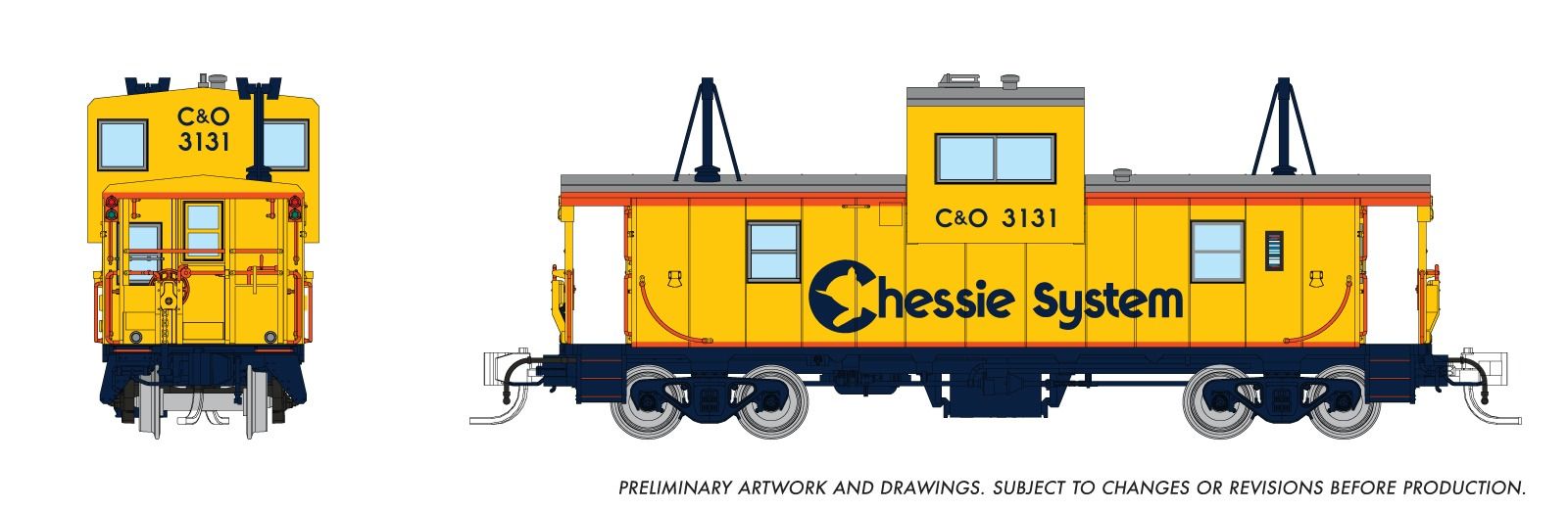 Rapido 510066 N Wide Vision Caboose: Chessie (C&O): #3131