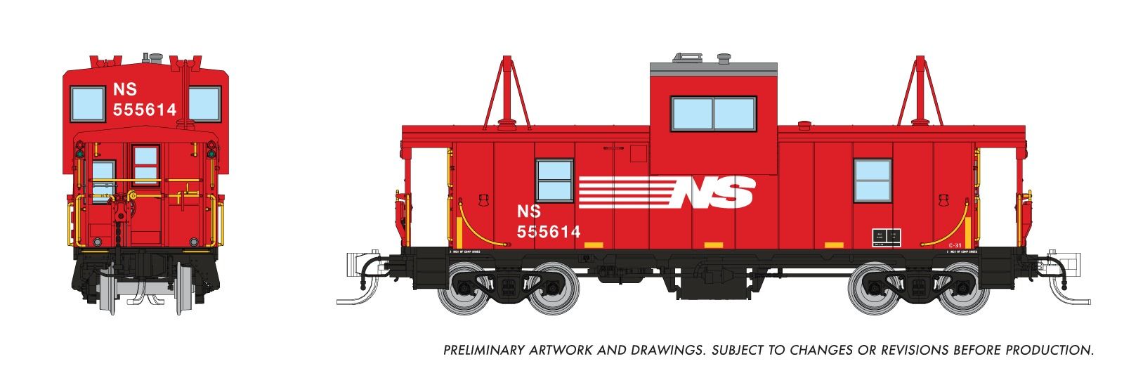 Rapido 510077 N Wide Vision Caboose: Norfolk Southern: #555614