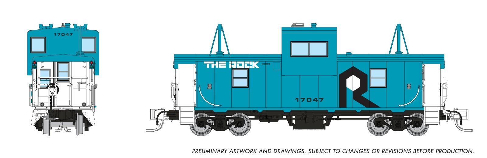 Rapido 510081 N Wide Vision Caboose: Rock Island - Blue Scheme: #17047