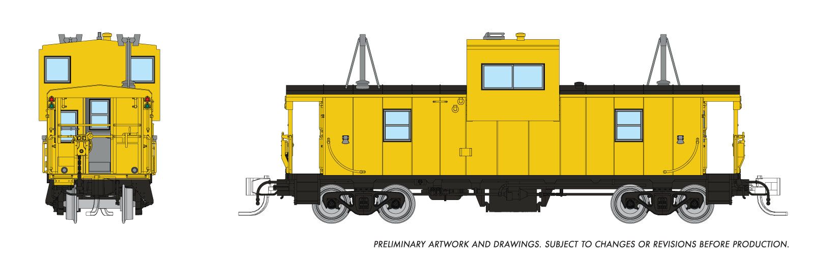 Rapido 510098 N Wide Vision Caboose: Painted, Unlettered - Yellow
