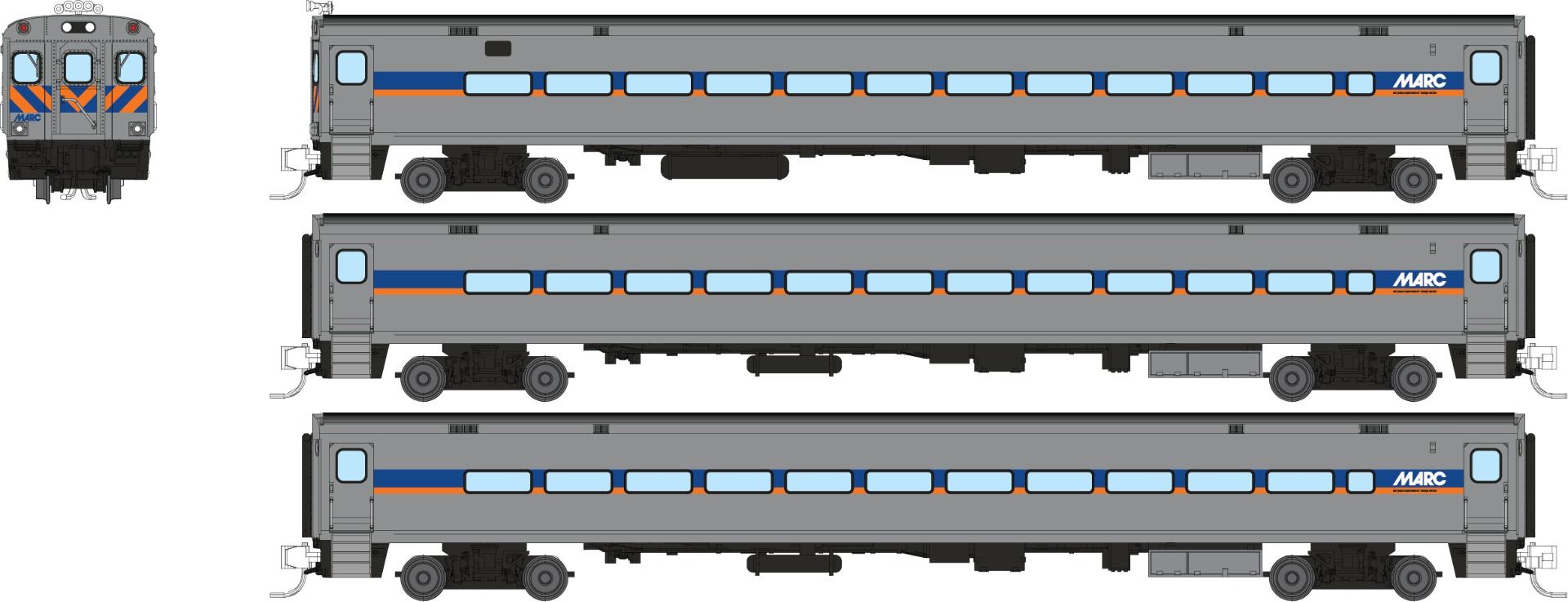 Rapido 528057 N Comet Car: MARC: Set #1 (Cab Car and 2 Coaches)