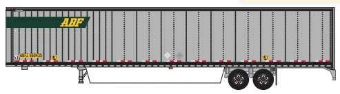 Trainworx N 4539302 Hyundai 53' Dry Van Semi Trailer with Skirts - Assembled - ABFZ #2 (gray, green, yellow; Logo in Upper Front)