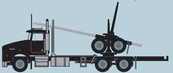 Trainworx N 48081 Kenworth T800 Log Truck with Trailer - Assembled - Black