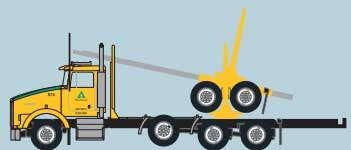 Trainworx N 48086 Kenworth T800 Log Truck with Trailer - Assembled - Weyerhaeuser (yellow, green, black)