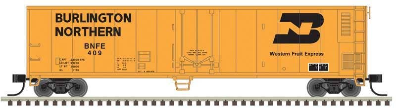 Atlas Trainman N 50006471 50' Mechanical Reefer - Burlington Northern #409 (yellow, black)