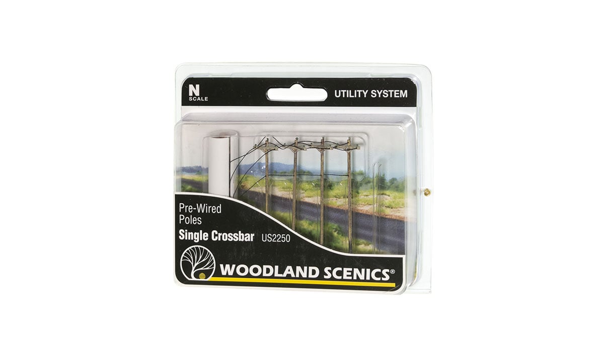 Woodland Scenics 2250 Pre-Wired Poles Single Crossbar (N)