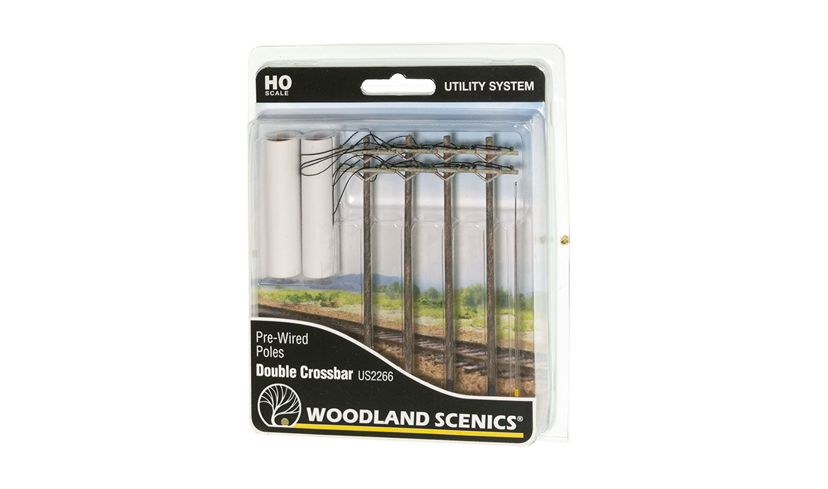 Woodland Scenics 2266 Pre-Wired Poles Double Crossbar (HO)