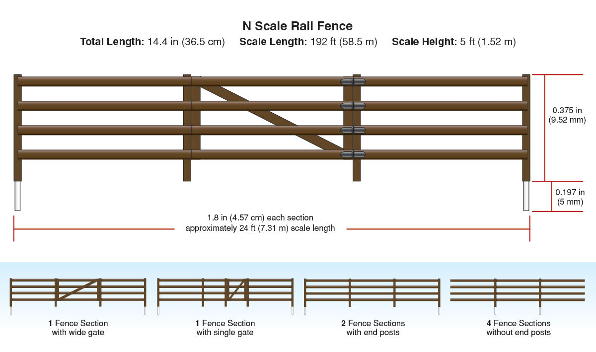 Woodland Scenics 2992 Rail Fence (N) 14"