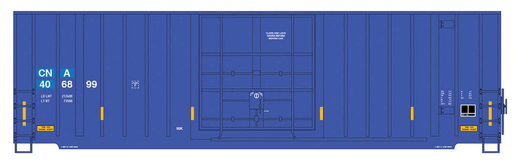 Intermountain HO 4130002 Gunderson 50' Hi-Cube Plug-Door Boxcar Modern Ends - Value Line - Canadian National (blue, yellow conspicuity marks)