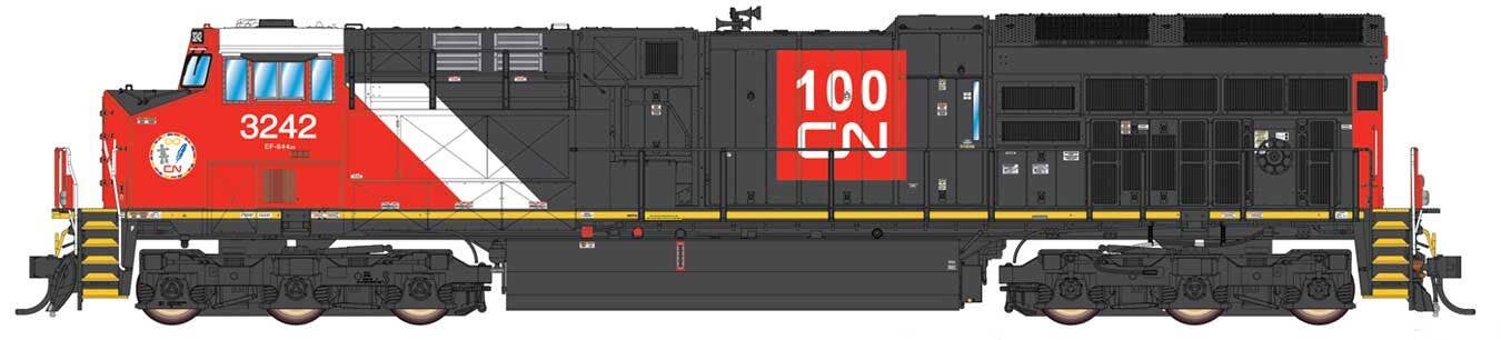 Intermountain HO 497108 GE ET44C4 Tier 4 - DCC (ESU Lokpilot) - Canadian National (black, red, white, 100th Anniversary Logo)
