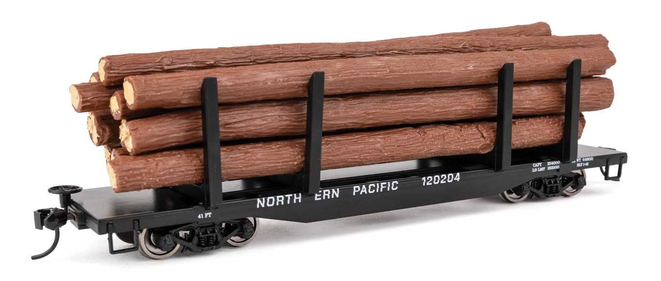 Walthers HO 50908 45' Logging Flatcar - Ready to Run - Northern Pacific #120204