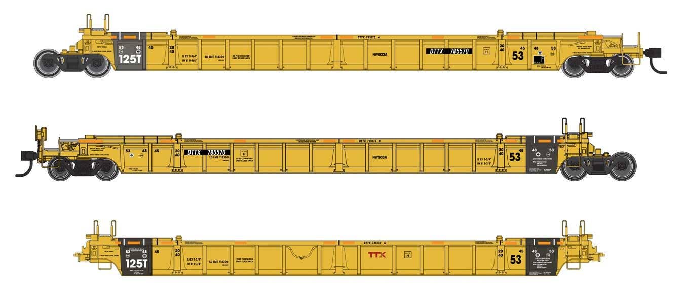 Walthers HO 55826 NSC Articulated 3-Unit 53' Well Car - TTX #785570
