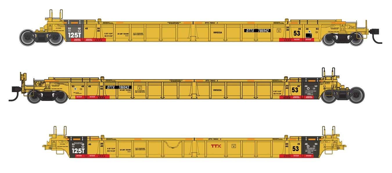 Walthers HO 55829 NSC Articulated 3-Unit 53' Well Car - TTX #786942