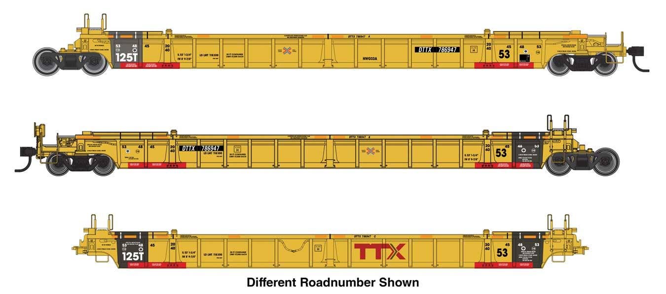 Walthers HO 55833 NSC Articulated 3-Unit 53' Well Car - TTX #786996