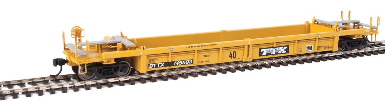 Walthers HO 5634 Thrall Rebuilt 40' Well Car - Trailer-Train DTTX #745593 (yellow, black; Black & White Logo, Yellow Stripe