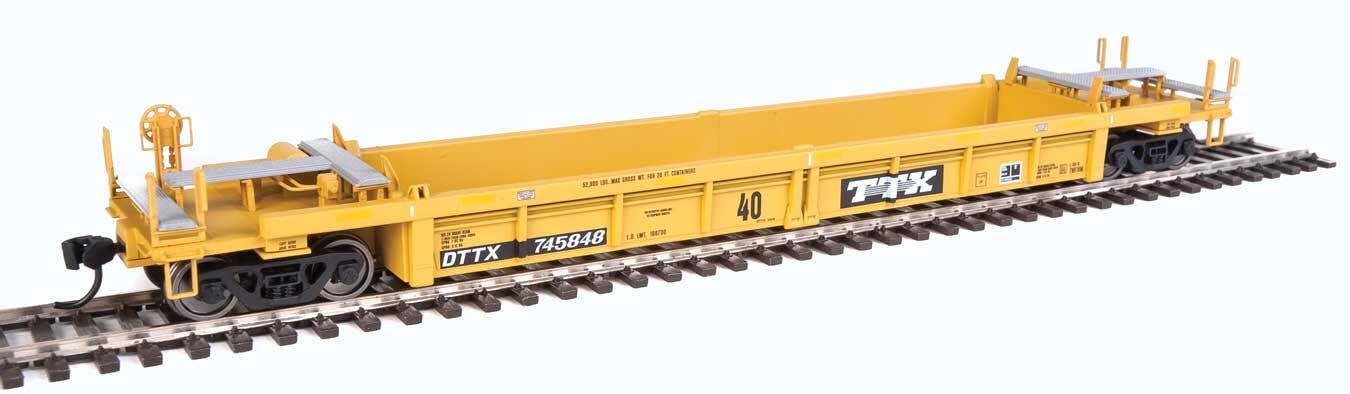 Walthers HO 5636 Thrall Rebuilt 40' Well Car - TTX DTTX #745848 (yellow, black, black & white logo, yellow conspicuity stri