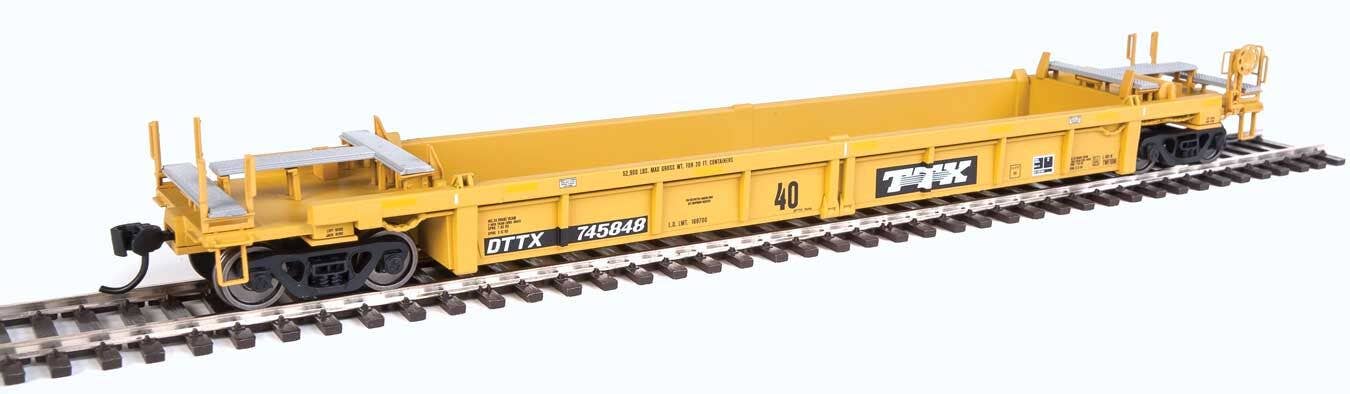 Walthers HO 5636 Thrall Rebuilt 40' Well Car - TTX DTTX #745848 (yellow, black, black & white logo, yellow conspicuity stri