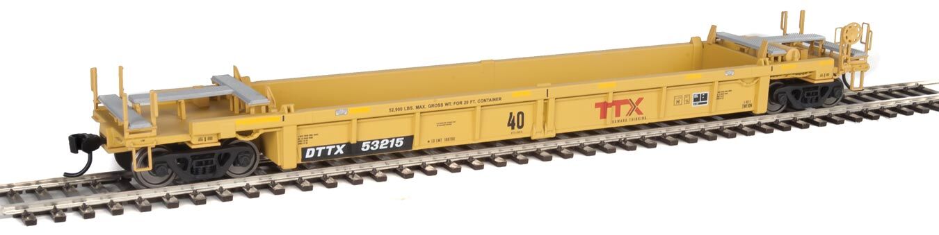 Walthers HO 5637 Thrall Rebuilt 40' Well Car - TTX DTTX #53215 (yellow, black, large red TTX Forward Thinking logo, yellow