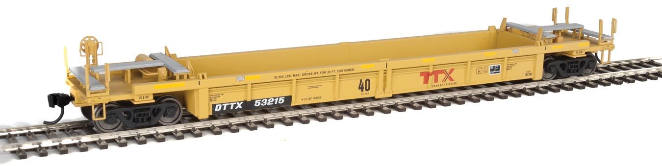 Walthers HO 5637 Thrall Rebuilt 40' Well Car - TTX DTTX #53215 (yellow, black, large red TTX Forward Thinking logo, yellow