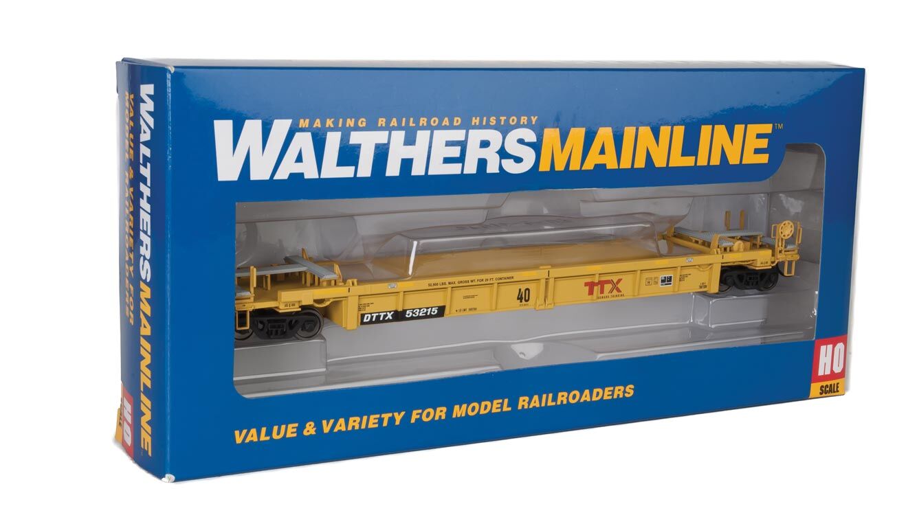 Walthers HO 5637 Thrall Rebuilt 40' Well Car - TTX DTTX #53215 (yellow, black, large red TTX Forward Thinking logo, yellow