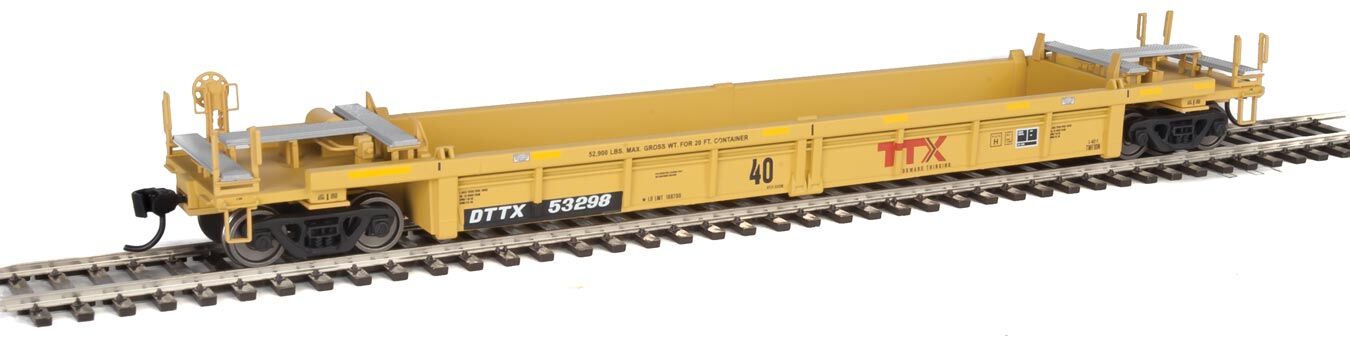 Walthers HO 5638 Thrall Rebuilt 40' Well Car - TTX DTTX #53298 (yellow, black, large red TTX Forward Thinking logo, yellow