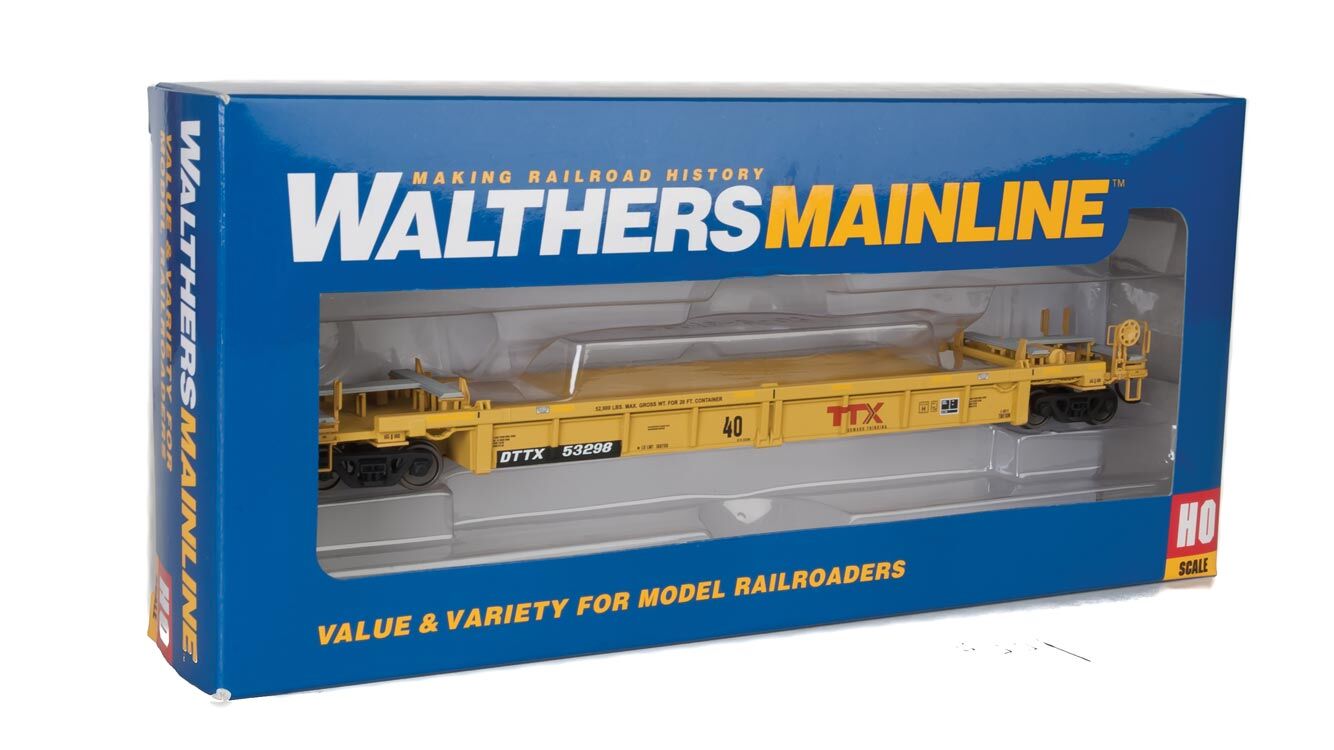 Walthers HO 5638 Thrall Rebuilt 40' Well Car - TTX DTTX #53298 (yellow, black, large red TTX Forward Thinking logo, yellow