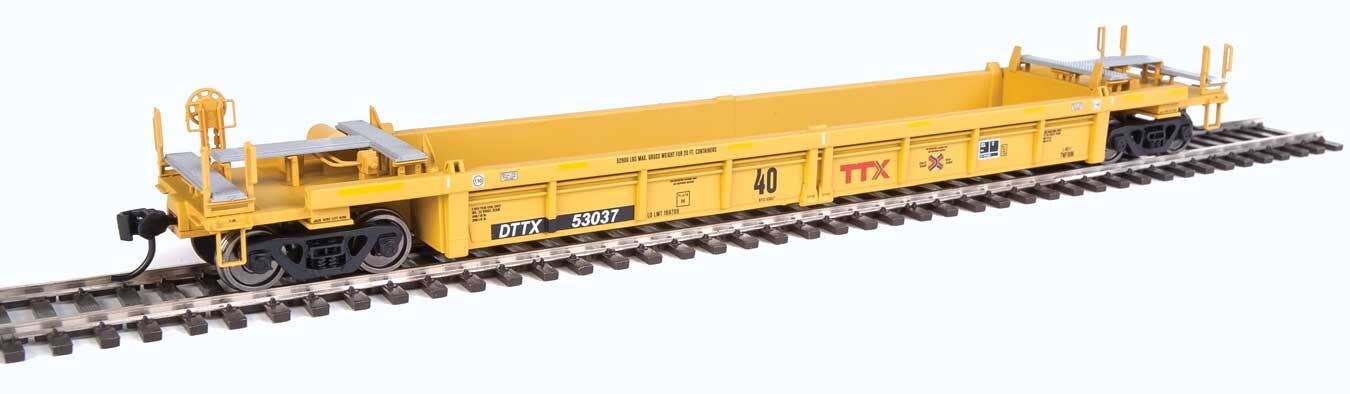 Walthers HO 5641 Thrall Rebuilt 40' Well Car - TTX DTTX #53037 (yellow, black, small red TTX and Next Road logo, yellow con