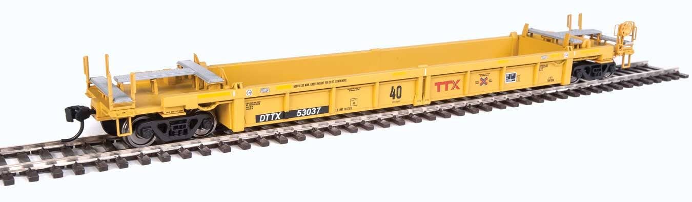 Walthers HO 5641 Thrall Rebuilt 40' Well Car - TTX DTTX #53037 (yellow, black, small red TTX and Next Road logo, yellow con