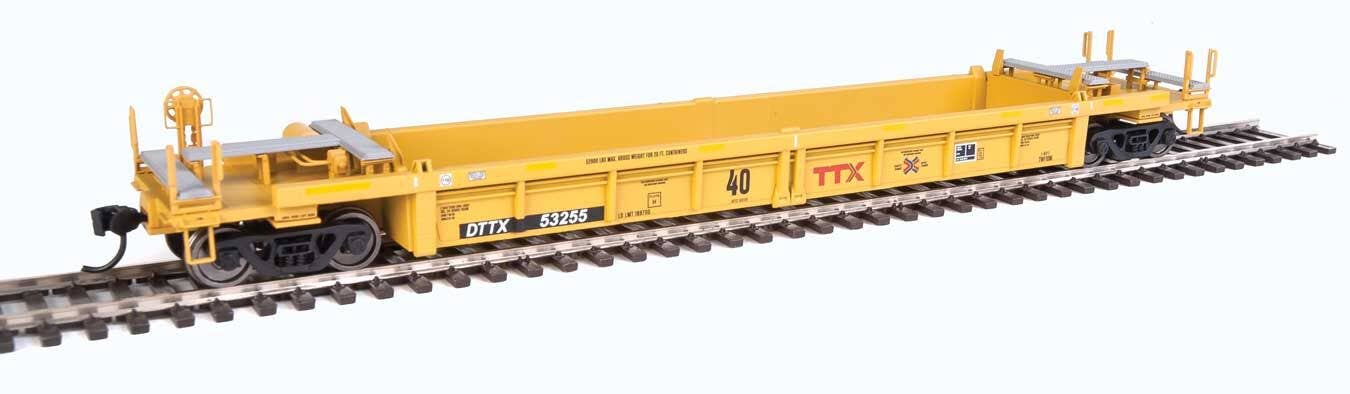 Walthers HO 5642 Thrall Rebuilt 40' Well Car - TTX DTTX #53255 (yellow, black, small red TTX and Next Road logo, yellow con