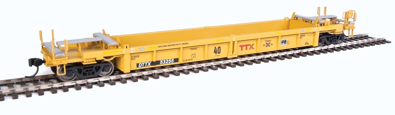 Walthers HO 5642 Thrall Rebuilt 40' Well Car - TTX DTTX #53255 (yellow, black, small red TTX and Next Road logo, yellow con