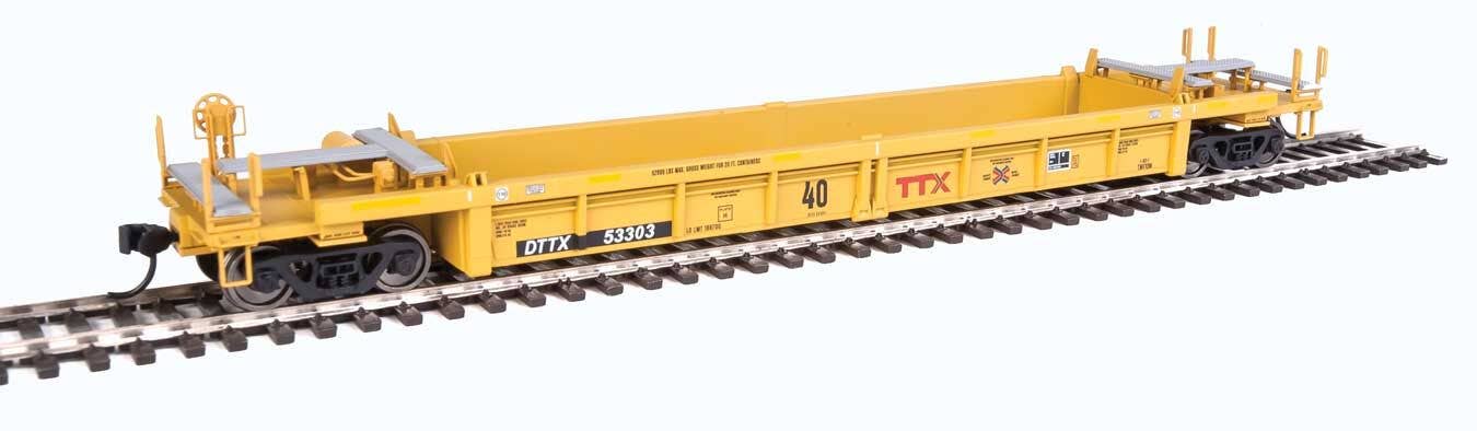 Walthers HO 5643 Thrall Rebuilt 40' Well Car - TTX DTTX #53303 (yellow, black, small red TTX and Next Road logo, yellow con