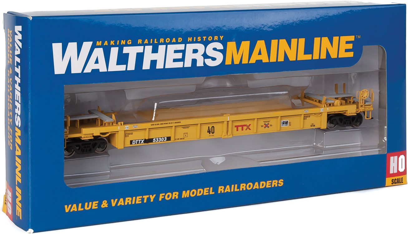 Walthers HO 5643 Thrall Rebuilt 40' Well Car - TTX DTTX #53303 (yellow, black, small red TTX and Next Road logo, yellow con
