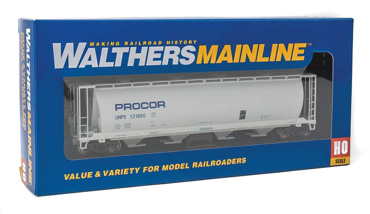 Walthers HO 7319 59' Cylindrical Hopper - Procor UNPX #121860 (gray, blue)