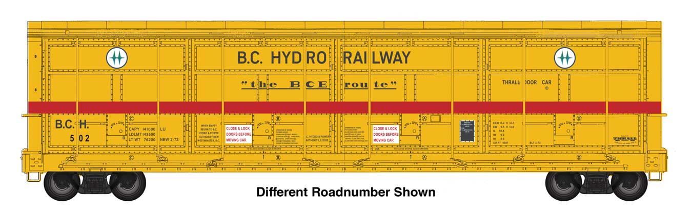 Walthers HO 101942 Proto 56' Thrall All-Door Boxcar - BC Hydro #508