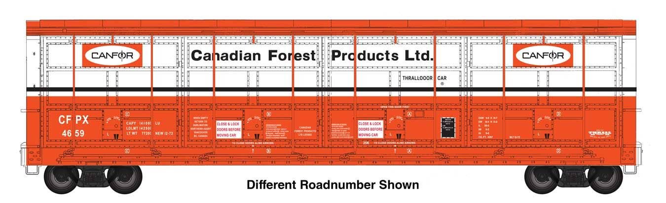 Walthers HO 101946 Proto 56' Thrall All-Door Boxcar - Canfor (Red) #4674