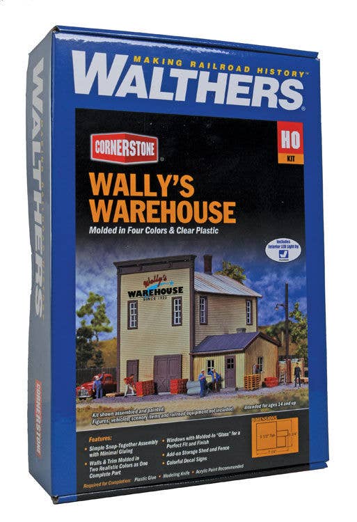 Walthers HO 3654 Wally's Warehouse - Main Building - Kit - 5-3/4 x 5 x 5-1/2" 14.3 x 12.5 x 13.7cm