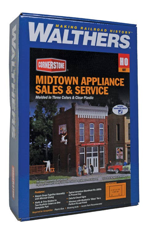 Walthers HO 3658 Midtown Appliance Sales & Service - Kit - 2-1/2 x 4-7/8 x 4-5/8" 6.2 x 12.1 x 11.5cm