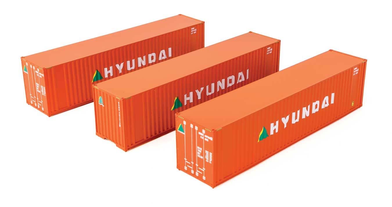 Walthers HO 18203 40' Flat Panel Container - 3-Pack - Hyundai