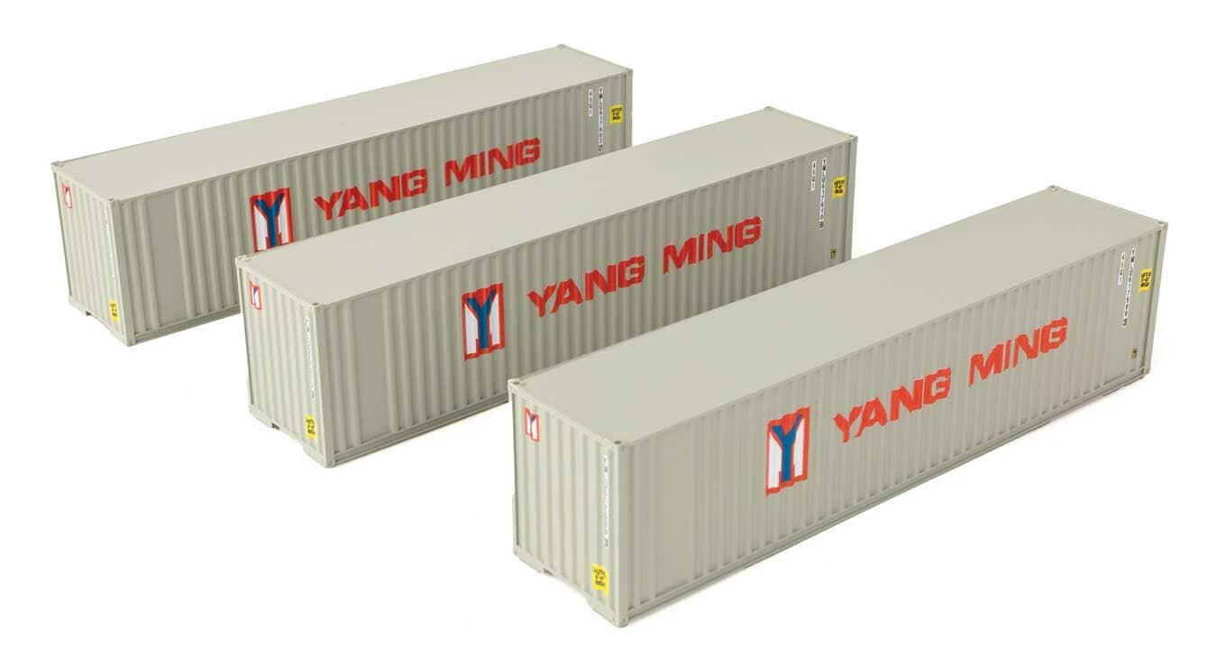 Walthers HO 18205 40' Flat Panel Container - 3-Pack - Yang Ming