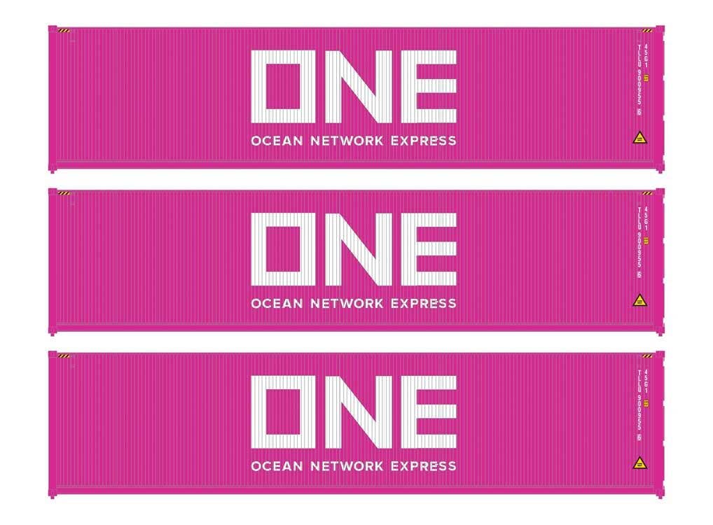 Walthers HO 18254 40' Fully Corrugated Container - 3-Pack - Ocean Network Express