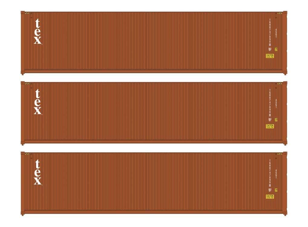 Walthers HO 18255 40' Fully Corrugated Container - 3-Pack - TEX