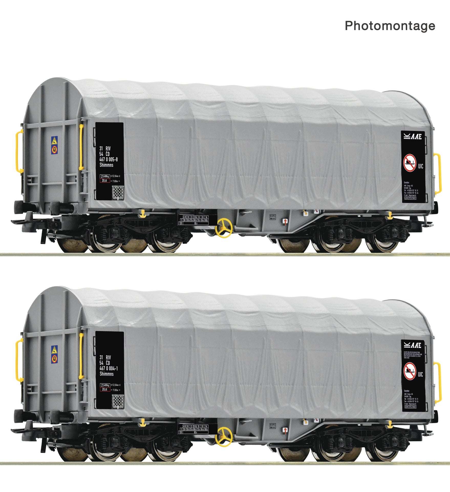 Roco 6600144 HO 2 piece set: Sliding tarpaulin wagons, CD