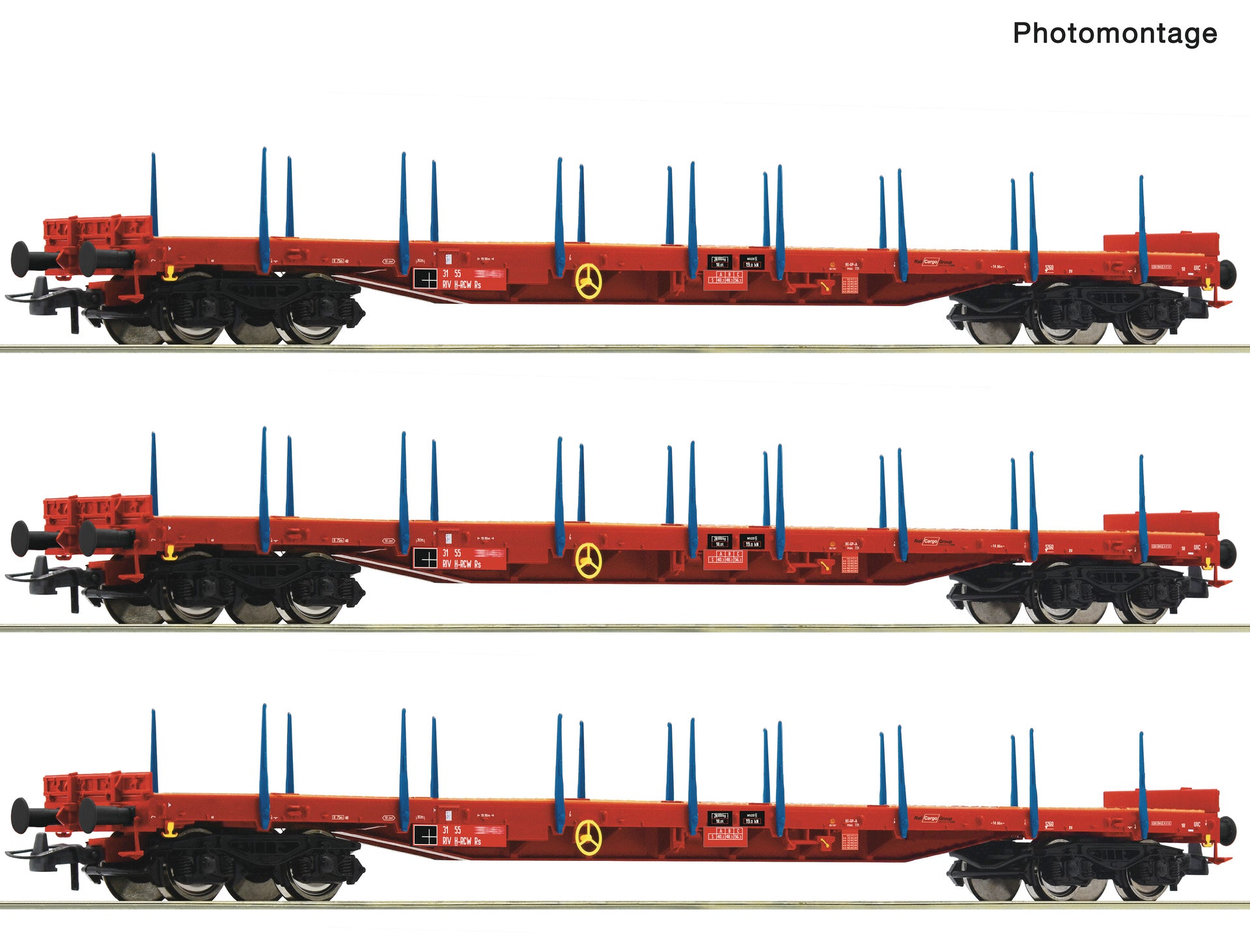 Roco 6600219 HO 3 piece set: Stake wagons, RCW