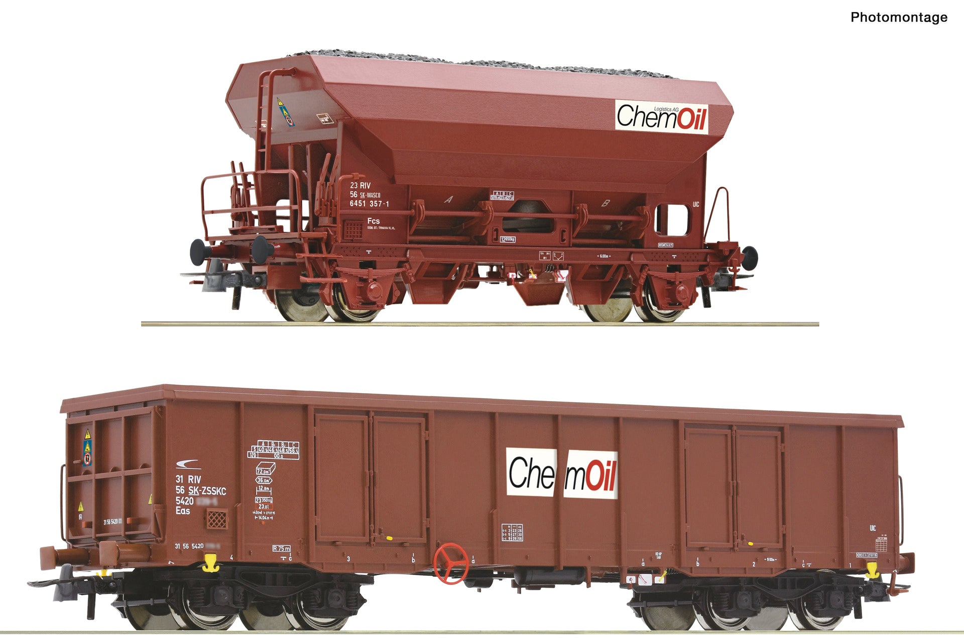 Roco 6600221 HO 2 piece set: Goods wagons, Chemoil