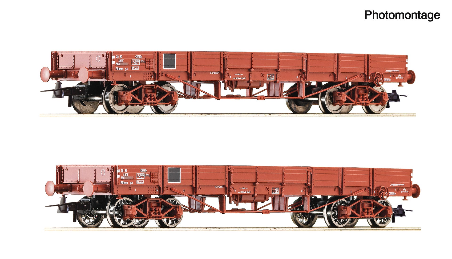 Roco 6600224 HO 2 piece set: Low side wagons, SNCF