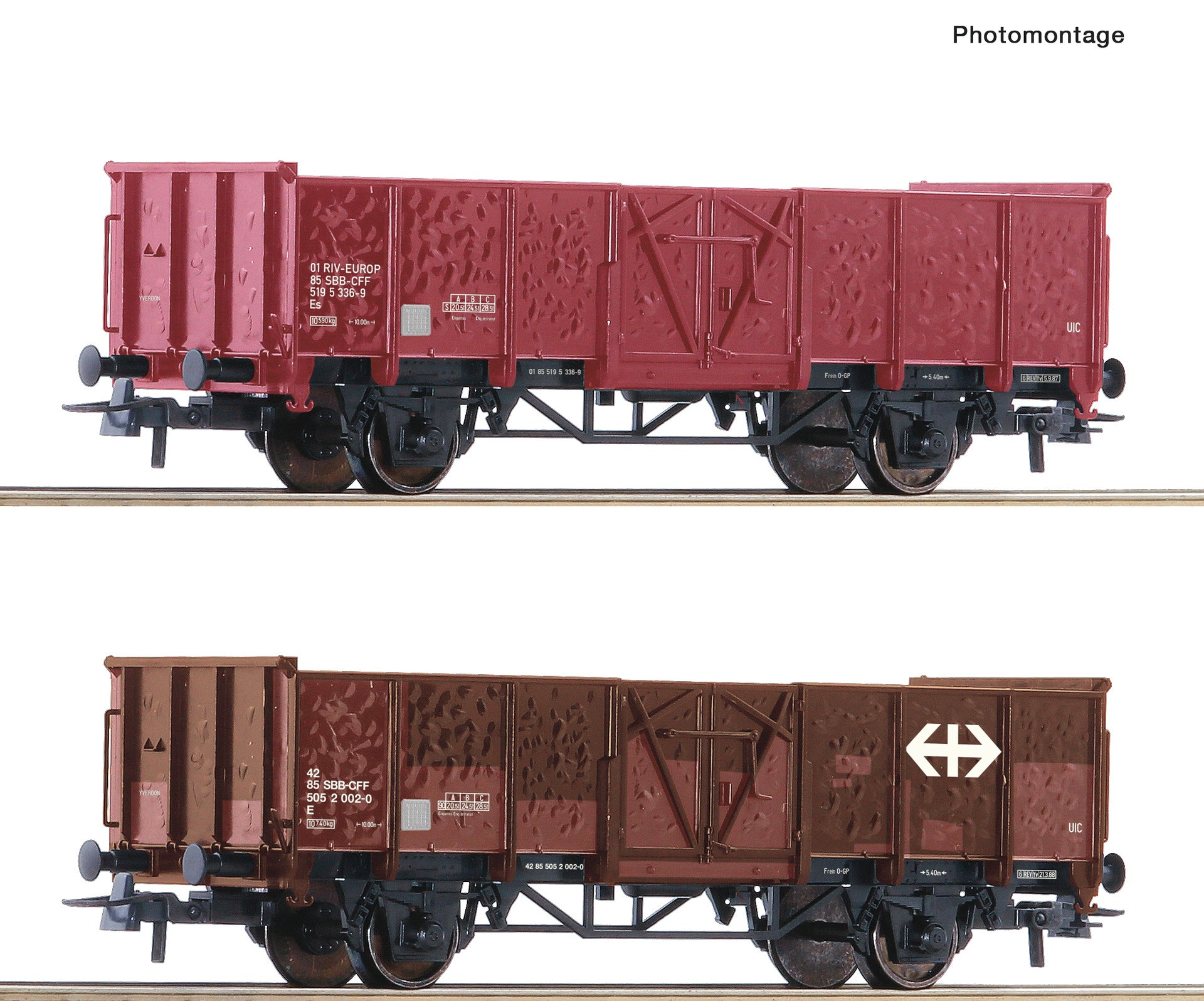 Roco 77034 HO 2 piece set: Open goods wagons, SBB
