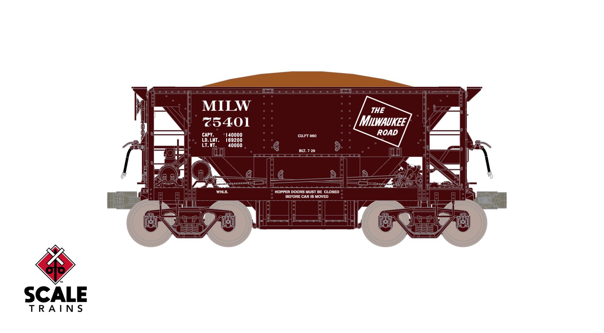 ScaleTrains SXT15236 Fox Valley Models HO Scale PSC 70-Ton Ore Car, Milwaukee Road 75428