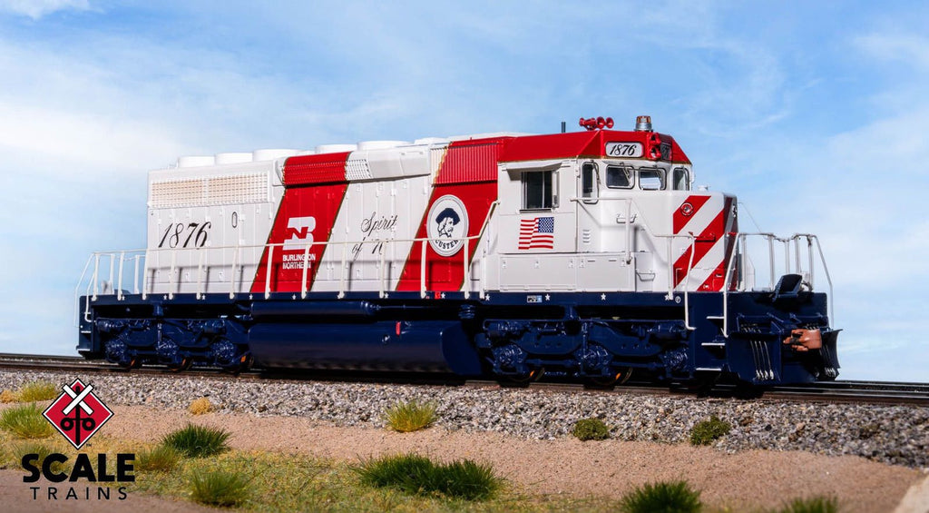 ScaleTrains SXT40755 Rivet Counter HO Scale EMD SD40-2, Burlington Northern/Bicentennial #1876 1876 DCC & Sound Equipped