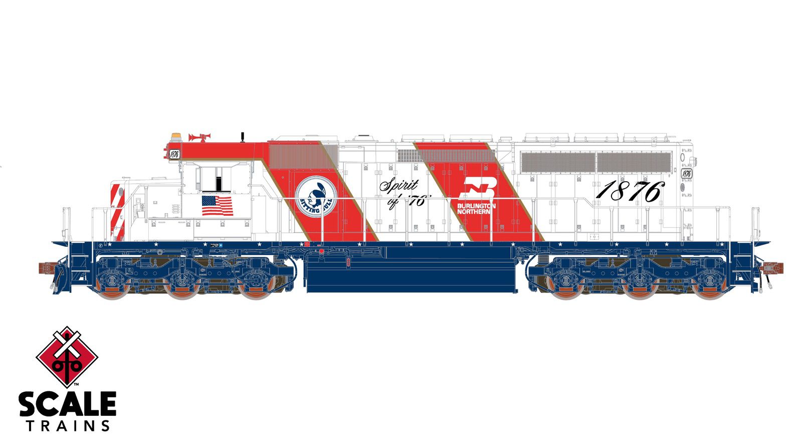 ScaleTrains SXT40756 Rivet Counter HO Scale EMD SD40-2, Burlington Northern/Bicentennial #1876 1876 DC/DCC Ready