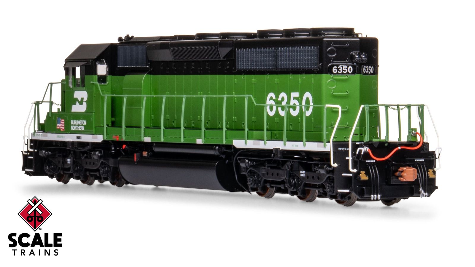 ScaleTrains SXT40757 Rivet Counter HO Scale EMD SD40-2, Burlington Northern/White Face/Strobe Lights 6350 DCC & Sound Equipped